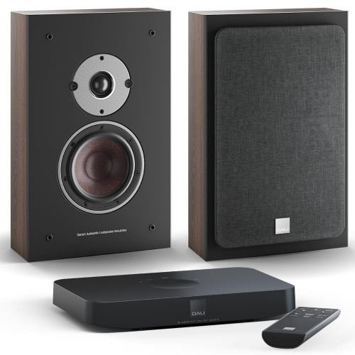 DALI Oberon On Wall C Dark Walnut + Sound Hub Compact